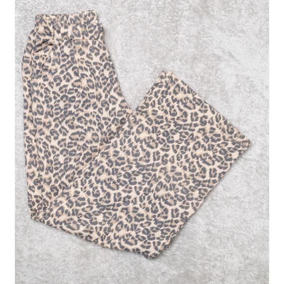 American Eagle Aerie Leopard Print New Heights Fleece Trousers Womens Size M - Picture 1 of 13